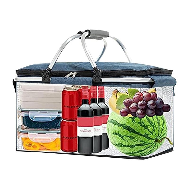 26L Golf Cart Portable Cooler, Large Capacity, Multifunctional Folding Picnic Basket