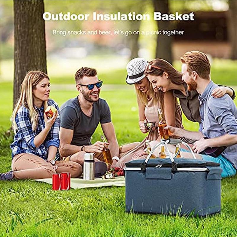 26L Golf Cart Portable Cooler, Large Capacity, Multifunctional Folding Picnic Basket