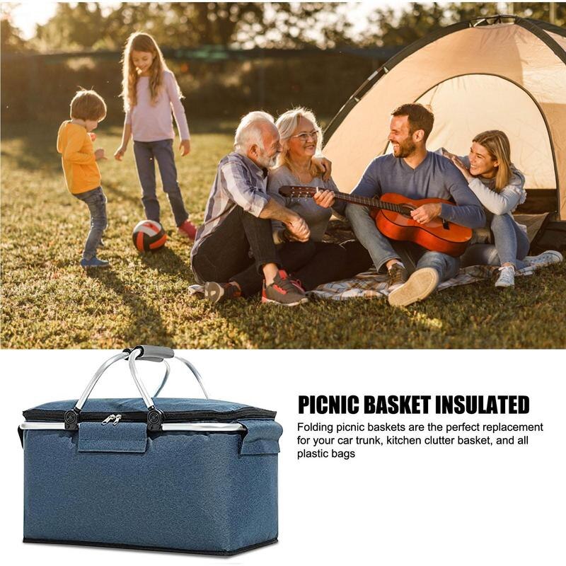 26L Golf Cart Portable Cooler, Large Capacity, Multifunctional Folding Picnic Basket